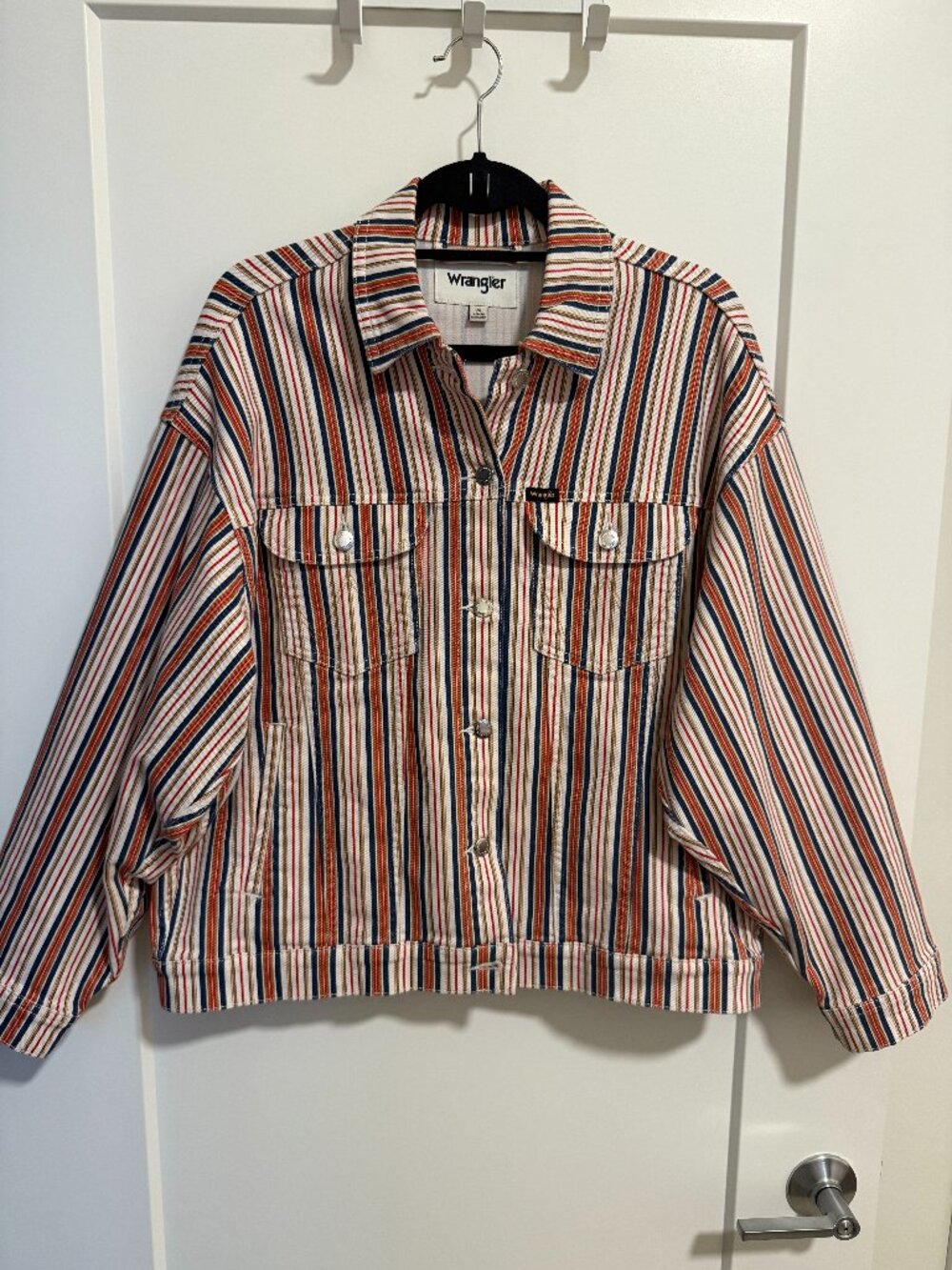 Wrangler Red, White & Blue Stripe Denim Jacket | M